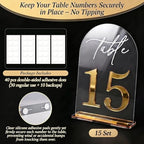 Crystal Clear Acrylic Wedding Table Numbers 1-15 Set, Self-Standing Modern Arched Signs for Reception Seating, Anniversary & Bridal Shower, Elegant Wedding Decor (5x7 Inches) - Image 6