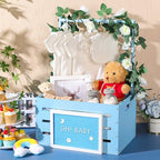 Barydat Wooden Baby Shower Crate Closet Baskets for Baby Shower, Blue - Image 4