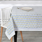 Ridhi Blue Meadow Vine Hand Block Print Cotton Tablecloth 102 x 48 Inch - Image 3