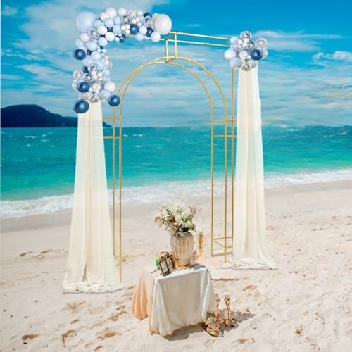 Wedding Arch Backdrop Stand Gold 5.91 x 7.87FT Wedding Arches Square Metal Balloon Arch Stand Garden Arbor Frame Arch Drapery Sheer Fabric Backdrop Curtain for Photo Booth Background Decoration - Image 4