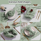 LZY 30 Pack Gauze Cheesecloth Napkins 20x20 Inch Dinner Cloth Napkins, Soft Boho Table Napkins Rustic Wrinkled Cheese Cloth Napkins Bulk for Wedding Party Baby Shower Event Decor (Sage Green) - Image 5