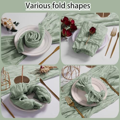 LZY 30 Pack Gauze Cheesecloth Napkins 20x20 Inch Dinner Cloth Napkins, Soft Boho Table Napkins Rustic Wrinkled Cheese Cloth Napkins Bulk for Wedding Party Baby Shower Event Decor (Sage Green) - Image 5