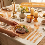 DaYammi 350PCS Orange Glitter Plastic Dinnerware Set for 50 Guests - Image 3