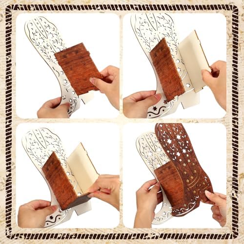 Cinnvoice 12 Pack Wooden Cowboy Boot Centerpieces, Western Flower Boxes - Image 4