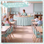 Back to School Green Gingham Teacher Desk Skirt for Classroom - Image 6