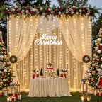 10×15ft Champagne Tulle Backdrop Curtain with Lights String for Parites Sheer Fabric Backdrop Curtains for Wedding Baby Shower Birthday Party Backdrop Drapes Bridal Shower Photo Shoot Background - Image 4