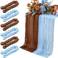 6 Pcs 118" Blue and Brown Cheesecloth Table Runner by Windkream