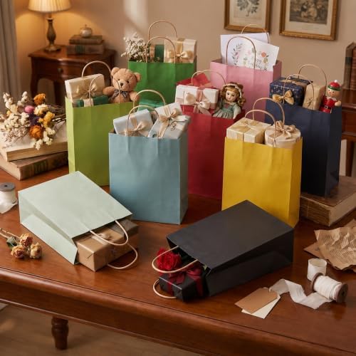 BLEWINDZ 100Pcs Medium Paper Gift Bags with Handles Bulk 10.6×8.2×4.3 In - Image 6