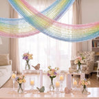 Artoid Mode 6-Pack Gold Gauze Table Runner 120 Inch 10FT, Rainbow Glitter Metallic Foil Sheer Dining Wedding Anniversary Holiday Birthday Table Decor for Home Party - Image 6