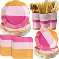 FillTouch 350 Pcs Pink and Orange Party Supplies, Sunset Style, 50 Guests by FillTouch