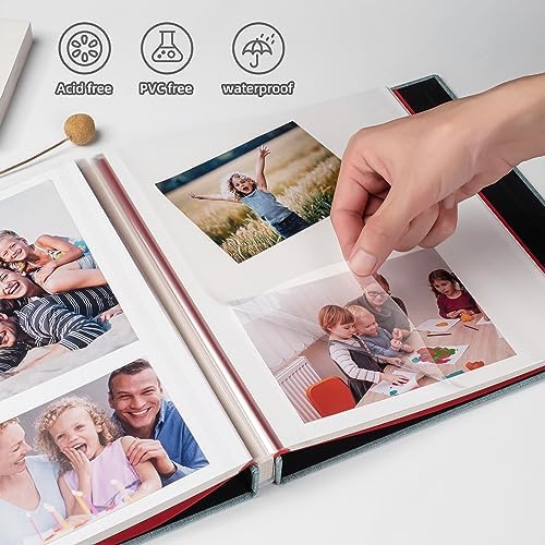 HoneyTolly Large Photo Album Self Adhesive, DIY Scrapbook Album for 4x6 8x10 10x12 Pictures, 60 Pages Linen Cover Memory Book, Ideal Gift for Family Wedding Baby Christmas Anniversary(Green) - Image 3