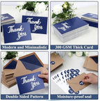 600 PCS Thank You Cards with Envelopes Matching Stickers Thank You Notes Bulk 4x6 Inch Minimalistic Design for Business Baby Shower Wedding Small Business Graduation Bridal Shower Funeral Navy Blue - Image 4