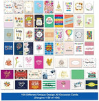 Janvale 100 All Occasion Cards Assortment Box with Color Envelopes，All Occasion Cards Set with Greeting Inside, Large 5 x 7 inch Cards with Stickers and Dividers - Image 5