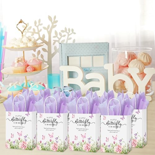 Engrowtic 50 Set Baby Shower Butterfly Favor Bags, Butterfly Is on Her Way - Image 6