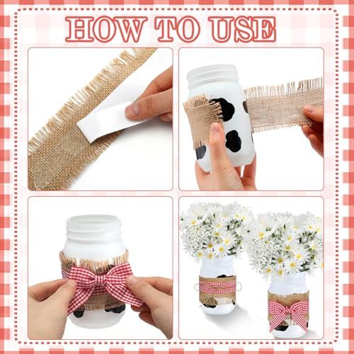 Daifunli 6 Set Cow Party Centerpieces for Table Cow Print Mason Jar Decor - Image 4