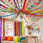 TaoBary Rainbow Party Decorations, 6 Roll Crepe Streamers 600 Paper Chain Garland Strips 4 Star Hanging 2 Felt Pennant Flag 2 Paper Fans Garland 6 Four Leaf Clover Streamers for Birthday Party - Image 3