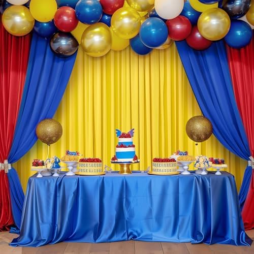gogoparti 15ft x 10ft Royal Blue Backdrop Curtains Red and Yellow Backdrop Curtains, Wrinkle Free Backdrop Drapes for Birthday Party Background, 6 Panel 2.5x10ft - Image 5