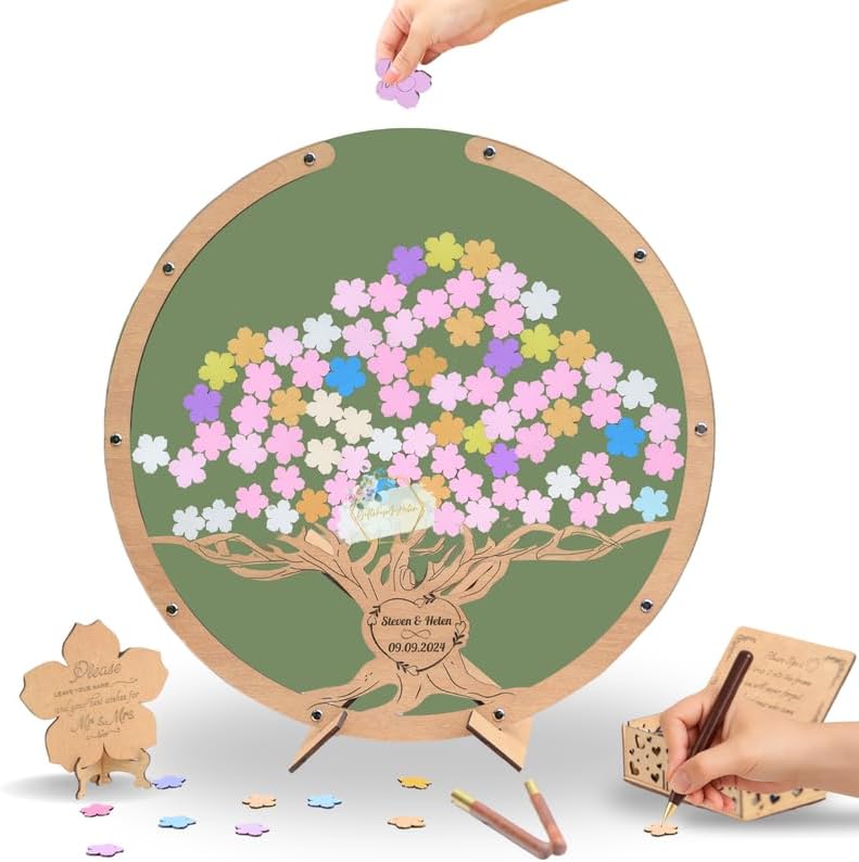 Personalized Wedding Tree Guest Book Alternative, Rustic Heart Drop Box by Unknown