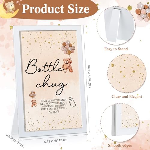 Roowest Bottle Chug Baby Shower Games Favors, Pink, Blue, Bear - Image 2