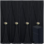 10 Panels Black Backdrop Curtain for Parties Black Wrinkle Free 50ft x 10ft Backdrop Drapes for Birthday Party Wedding Photo Photography Polyester Fabric Background Decoration by Suppromo