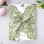 ponatia 25PCS Sage Green Laser Cut Invitation sleeves - Image 2