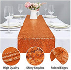 6PCS 12x108 Inch Sequin Table Runner Orange Glitter Table Runner for Party, Wedding, Bridal Baby Shower, Event Decorations（6PCS, 12x108 Inch, Orange） - Image 3