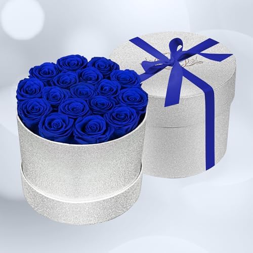 Prifroti 17 Blue Flowers in Glitter Box, Birthday Gifts for Women, Preserved Flowers, Mothers Day Roses Gift for Mom - Image 5