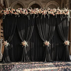 50x10ft Black Backdrop Curtain Panels for Parties - Wrinkle Free Polyester Photo Curtain Backdrop Wedding Back Drop Fabric Drapes for Party Decorations Background for Photography - Image 2