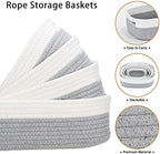 7 Piece Cotton Rope Woven Basket Set - Small Basket for Baby Nursery, Pets, Montessori, Dog & Cat Toy Boxes, Bathroom Organization Bins (White/Gray) - Image 3