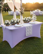 Fixwal 2 Pack 6FT Lavender Tablecloth Rectangle Spandex Fitted Table Cover - Image 2