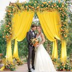 40x10ft Yellow Backdrop Curtain for Wedding Parties Wrinkle Free Fabric Yellow Drapes Backdrop Decoration for Baby Shower Birthday Photography Decoration 8 Panels, 5ft x 10ft - Image 2