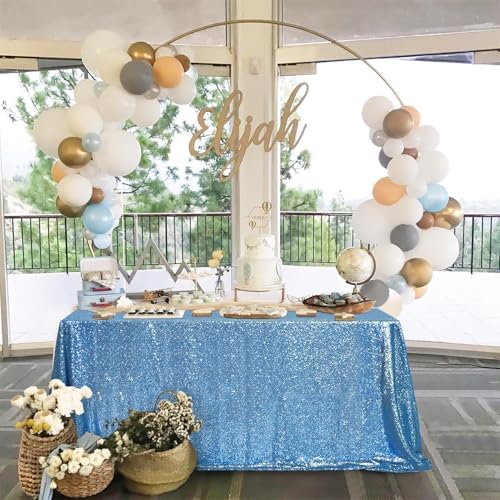 SoarDream Baby Blue Sequin Tablecloth 90"x156" Baby Shower Table Cloth - Image 4