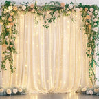 20x10ft Champagne Backdrop Curtains with Lights Photo Drapes Wrinkle Free Fabric Backdrop Curtain for Wedding Decorations Birthday Party Baby Shower Bridal Shower Home Party Background - Image 2