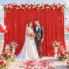 10ft x 10ft Red Backdrop Curtain for Parties Red Wrinkle Free Backdrop Drapes Panels for Wedding Baby Shower Birthday Photo Photography Christmas Polyester Fabric Background Decoration - Image 4