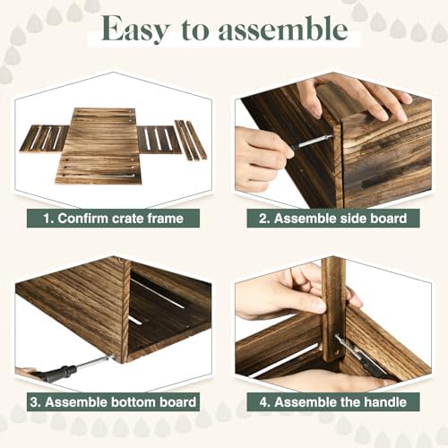 Suzile Baby Shower Crate Wooden Closet Baby Basket Gift,Black Walnut Color - Image 4