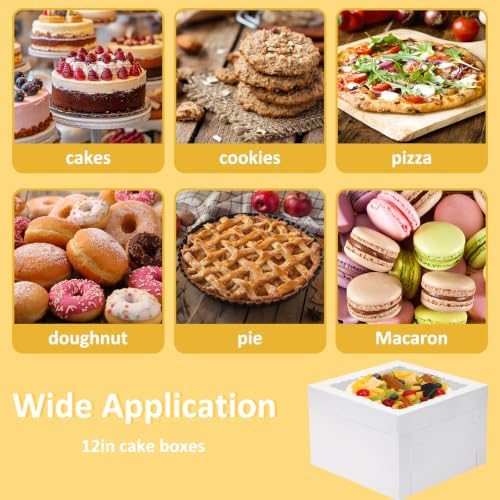 Moretoes 30pcs 12x12x8in Tall Cake Boxes, Bakery Carrier with Large Window - Image 6