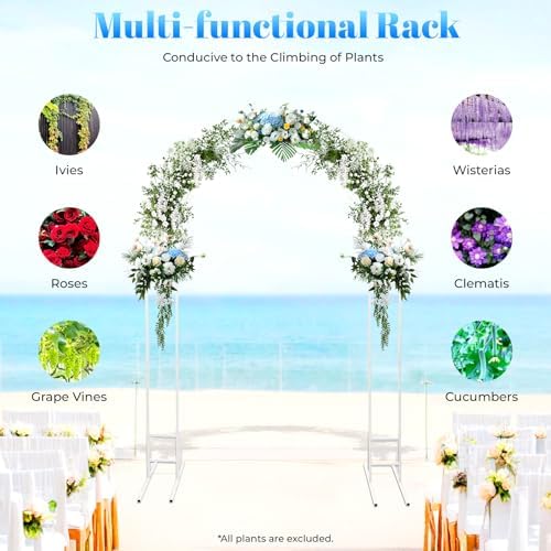 7.2ft Metal Wedding Arch, Double Tube Balloon Arch Backdrop Arch Stand Open Arch Backdrop Support, for Wedding Ceremony Bridal Baby Shower Photo Booth Party Decoration (Silver) - Image 5
