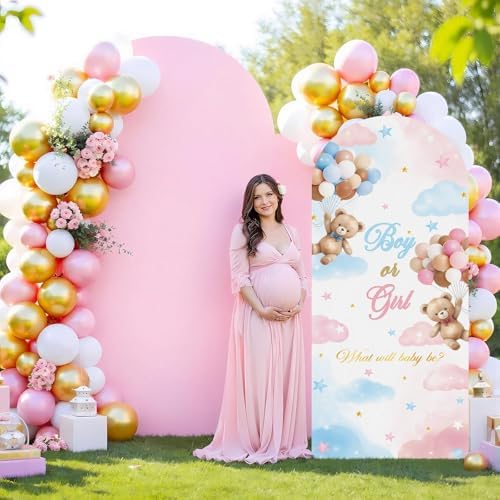 Gender Reveal Bear Arch Cover Backdrop Fabric Stand Cover - Image 4