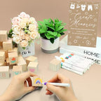 97 Pcs Baby Shower Games Sign Kit,Including Decorate a Block Game Sign 72 DIY Blank Wooden Block 24 Pen to Draw Your Idea for Baby Shower Game Gender Reveal Party - Image 4