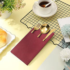 Cindeer 75 Pcs Burgundy Linen Dinner Napkins with Built in Flatware - Image 3