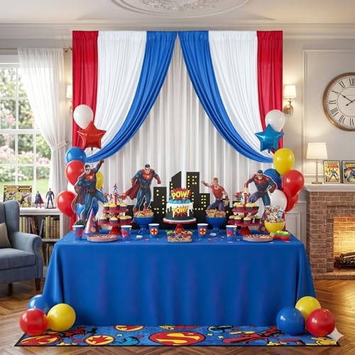 USA Backdrop Curtain 15ftx10ft - Red White Blue Wrinkle Free Satin Drapes - Image 3