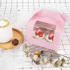 EUSOAR Cupcake Treats Gift Boxes, 5.9" x 5.9" x 4.3" 50Pcs Cupcake Carrier Boxes with insert and Display Window, Bakery Wrapping Party Favor Pastry Packing Take-Out Muffin Carry Boxes Container - Image 2