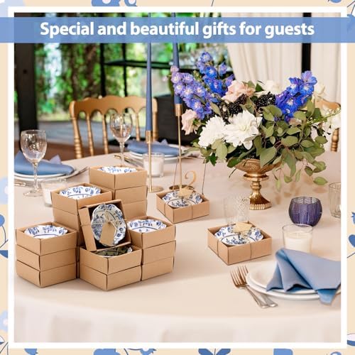SiliFine 96 Pcs Wedding Favors for Guests Small Ceramic Bowls, Flower, Blue - Image 3