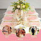 N9R 180PCS Pink and Gold Plastic Plates Disposable, Fancy Dinnerware Set - Image 6