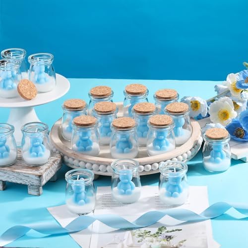 MTLEE 20 Sets Bear Baby Shower Favors Party Candle Blue - Image 4