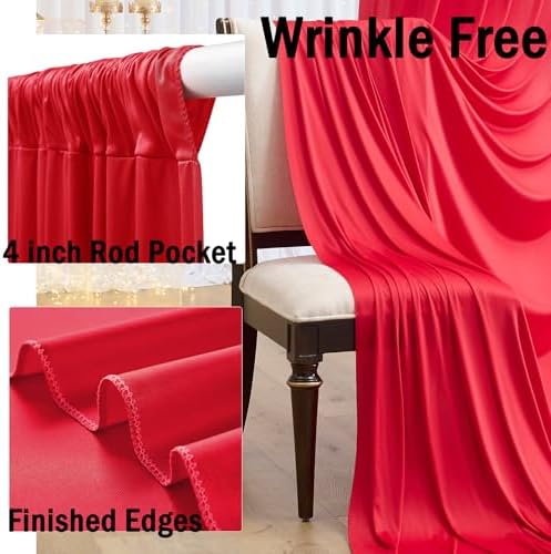 12ft x 10ft Red Backdrop Curtains for Parties, Wrinkle Free 2 Panels Photo Backdrop Drapes Back Drop Cloth for Wedding Birthday Photography Background Decor - Image 2