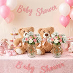Sliner 4 Sets Pink Bear Baby Shower Centerpieces Gender Reveal Decorations - Image 2
