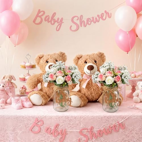 Sliner 4 Sets Pink Bear Baby Shower Centerpieces Gender Reveal Decorations - Image 2