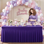 2 Packs Purple Spandex Table Covers 8 Foot, Fitted Stretch Table Cloth with Skirts 96x30 Inch, Wrinkle-Free Floor Length Rectangle Tablecloths for Trade Show Weddings Parties Banquets Events - Image 6