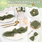 Showgeous 60 Pack Olive Green Cloth Napkins with Fringe, 16x16 inch - Image 6